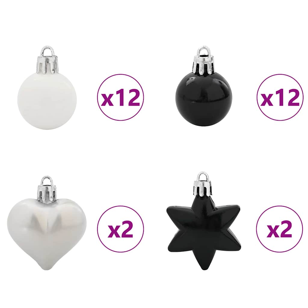 Christmas Bauble Set 40 pcs Black and White